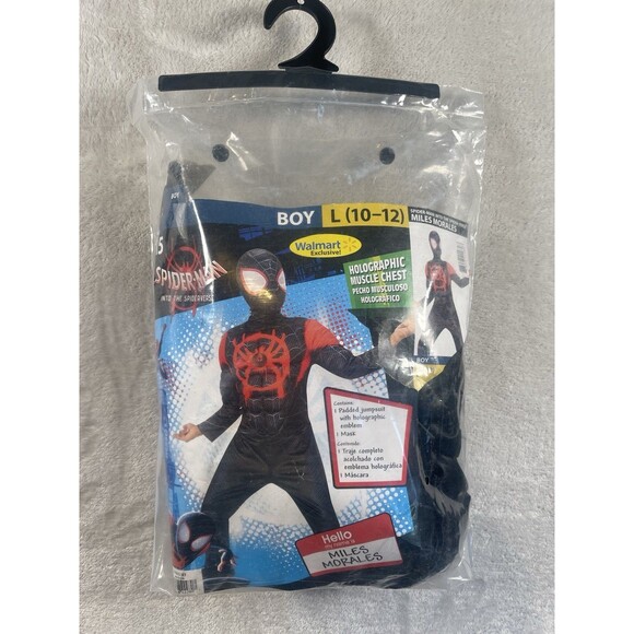 Rubies Boys Miles Morales Holographic Muscle Chest Spider-Man Costume 10-12 New - Picture 1 of 10